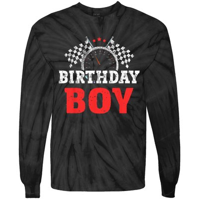 Birthday Boy Race Car Racing Car Driver Birthday Crew Tie-Dye Long Sleeve Shirt