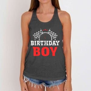 Birthday Boy Race Car Racing Car Driver Birthday Crew Women's Knotted Racerback Tank