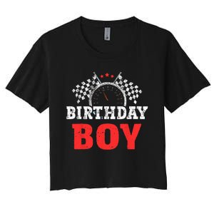 Birthday Boy Race Car Racing Car Driver Birthday Crew Women's Crop Top Tee