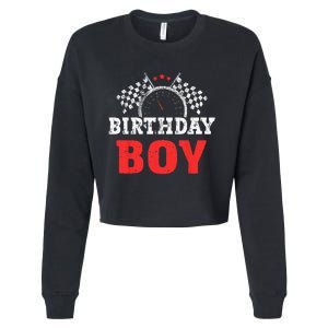 Birthday Boy Race Car Racing Car Driver Birthday Crew Cropped Pullover Crew