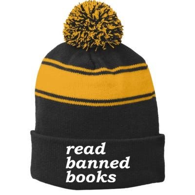 Banned Books Shirt Read Banned Books Gift For Reader Stripe Pom Pom Beanie