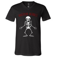 Bicken Bones Skeleton Halloween Funny Bones Love V-Neck T-Shirt