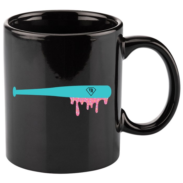 Baseball Bat Sprinkle Drip 11oz C Handle Ceramic Mug