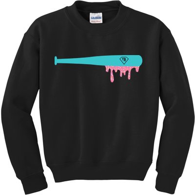 Baseball Bat Sprinkle Drip Kids Sweatshirt