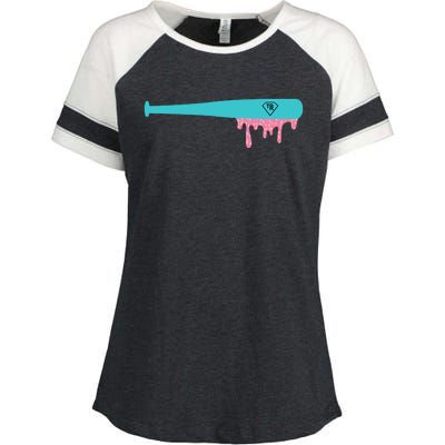 Baseball Bat Sprinkle Drip Enza Ladies Jersey Colorblock Tee