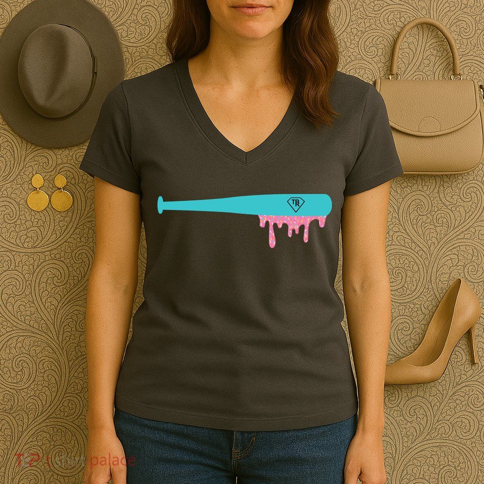 Baseball Bat Sprinkle Drip Women's V-Neck T-Shirt
