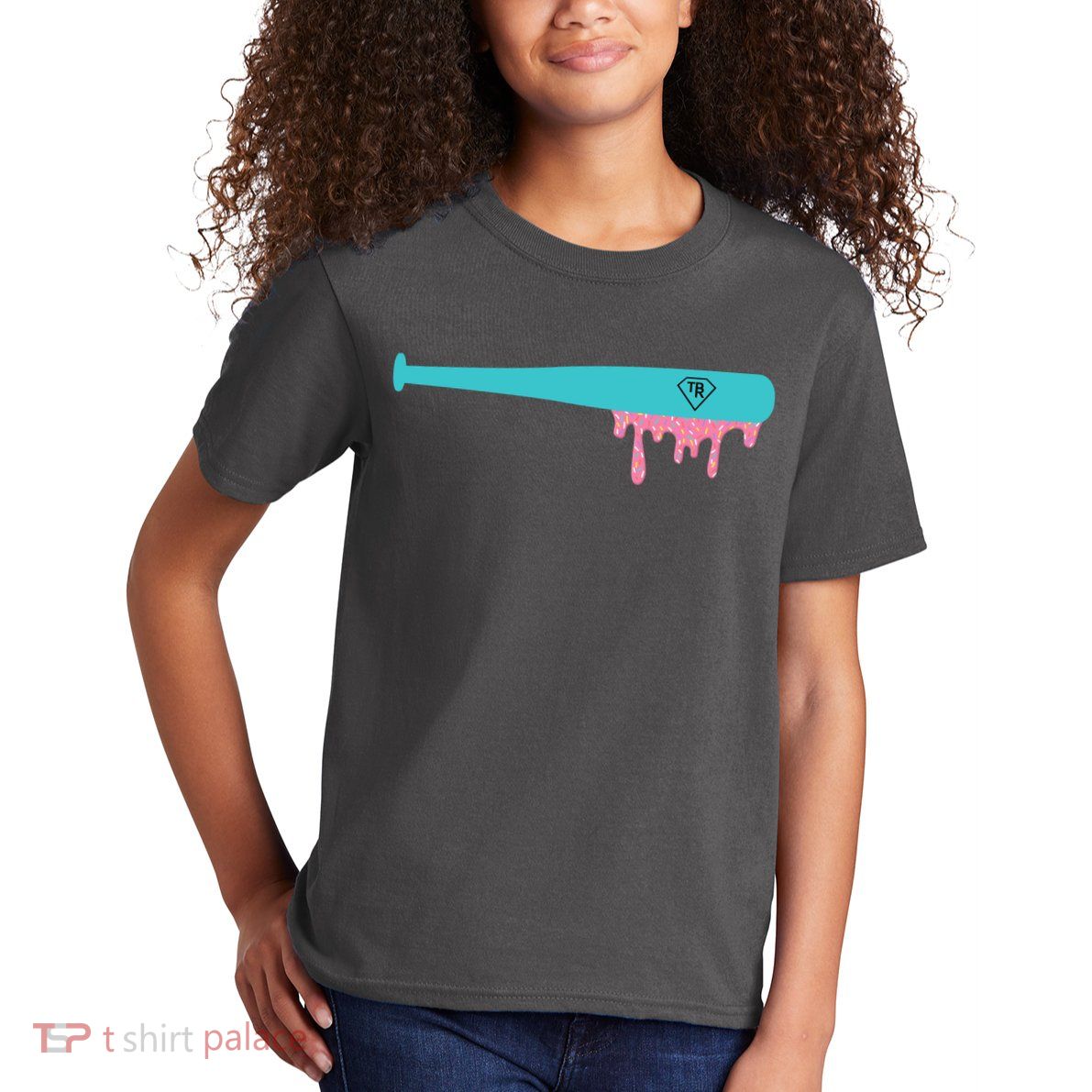 Baseball Bat Sprinkle Drip Kids T-Shirt