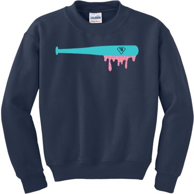 Baseball Bat Sprinkle Drip Kids Sweatshirt