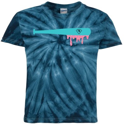 Baseball Bat Sprinkle Drip Kids Tie-Dye T-Shirt