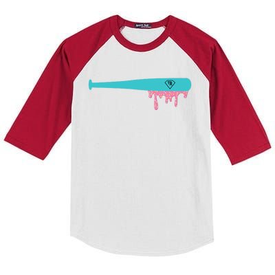 Baseball Bat Sprinkle Drip Kids Colorblock Raglan Jersey