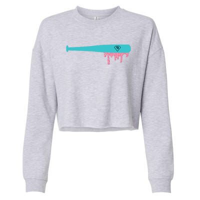 Baseball Bat Sprinkle Drip Cropped Pullover Crew