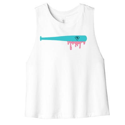 Baseball Bat Sprinkle Drip Women's Racerback Cropped Tank