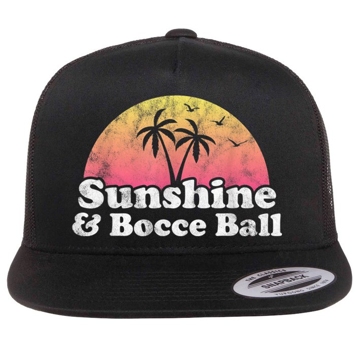 Bocce Ball Sunshine And Bocce Ball Flat Bill Trucker Hat