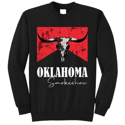 Boho Bull Skull Cow Oklahoma Smokeshow Western Tall Sweatshirt