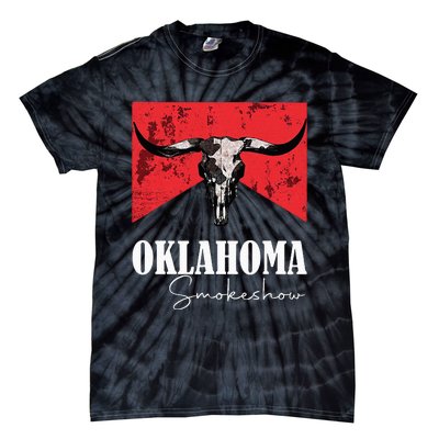 Boho Bull Skull Cow Oklahoma Smokeshow Western Tie-Dye T-Shirt