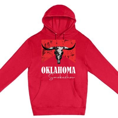 Boho Bull Skull Cow Oklahoma Smokeshow Western Premium Pullover Hoodie