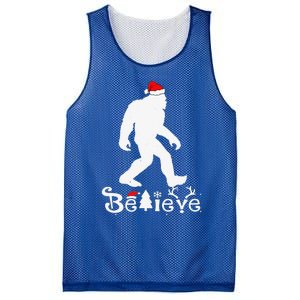 Bigfoot Believe Santa Hat Christmas Funny Xmas Holiday Mesh Reversible Basketball Jersey Tank