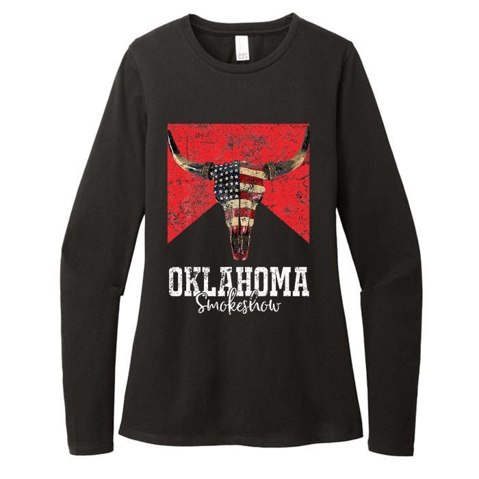 Boho Bull Skull Cow Smokeshow Western Country Womens CVC Long Sleeve Shirt