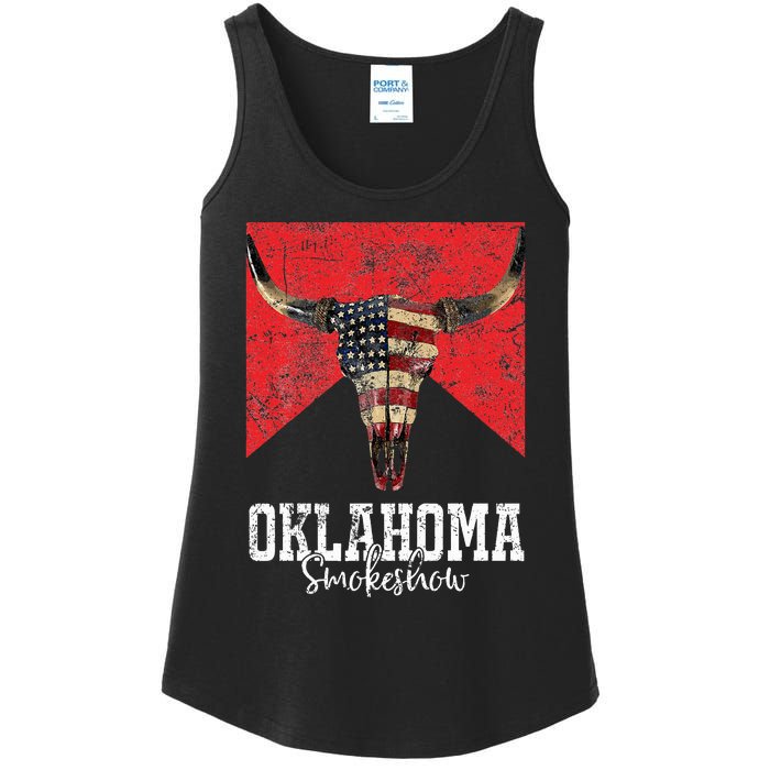 Boho Bull Skull Cow Smokeshow Western Country Ladies Essential Tank