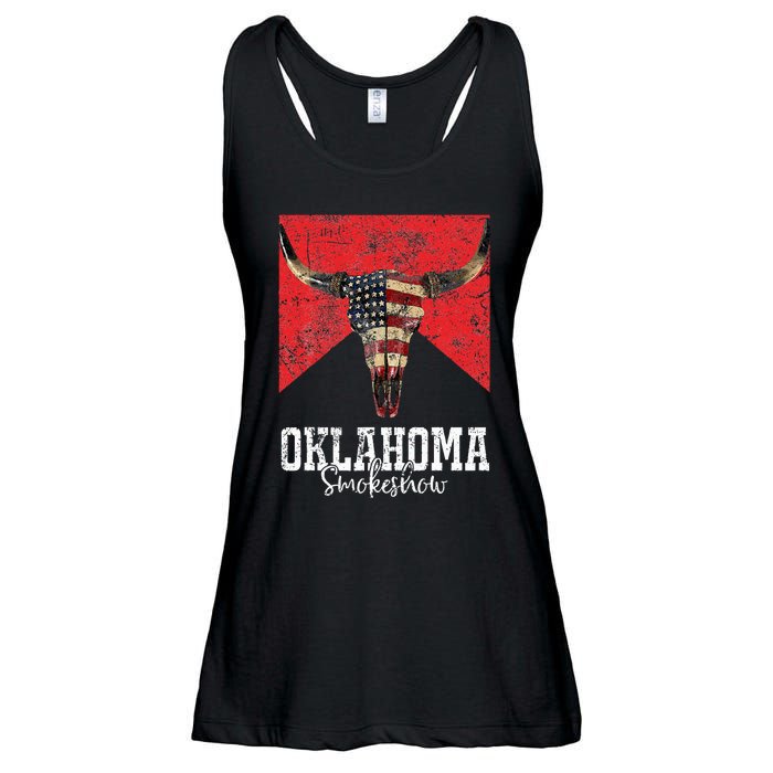 Boho Bull Skull Cow Smokeshow Western Country Ladies Essential Flowy Tank