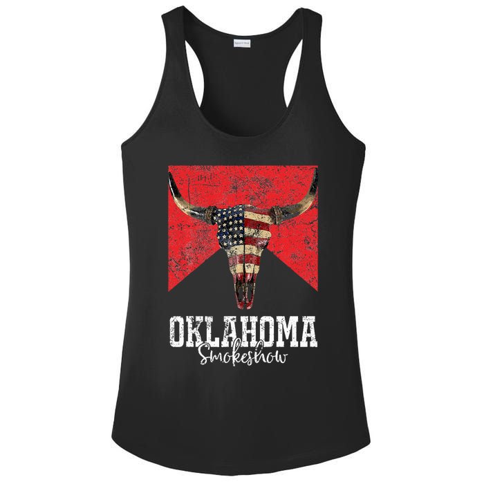 Boho Bull Skull Cow Smokeshow Western Country Ladies PosiCharge Competitor Racerback Tank