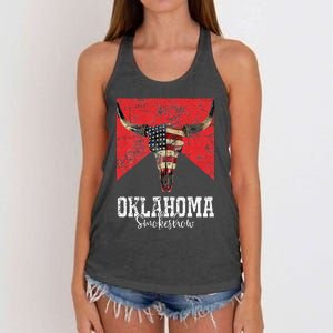 Boho Bull Skull Cow Smokeshow Western Country Women's Knotted Racerback Tank