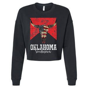 Boho Bull Skull Cow Smokeshow Western Country Cropped Pullover Crew