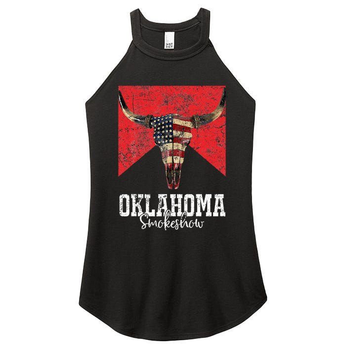 Boho Bull Skull Cow Smokeshow Western Country Women's Perfect Tri Rocker Tank