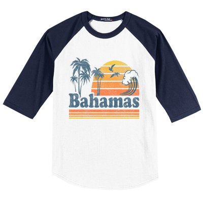 Bahamas Beach Summer Vacation Sunset Vintage 70S Retro Baseball Sleeve Shirt