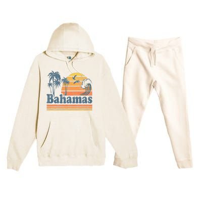 Bahamas Beach Summer Vacation Sunset Vintage 70S Retro Premium Hooded Sweatsuit Set