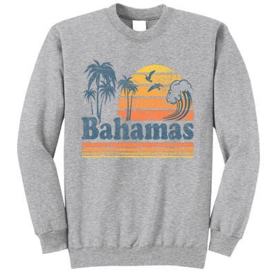 Bahamas Beach Summer Vacation Sunset Vintage 70S Retro Tall Sweatshirt