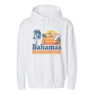 Bahamas Beach Summer Vacation Sunset Vintage 70S Retro Garment-Dyed Fleece Hoodie