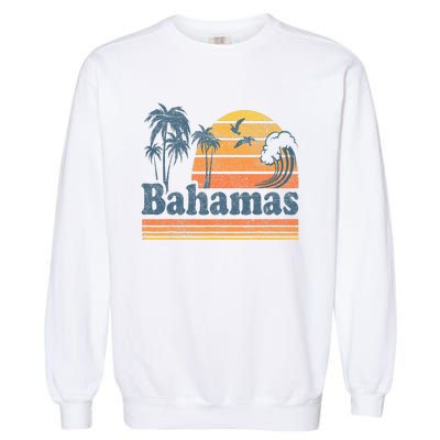 Bahamas Beach Summer Vacation Sunset Vintage 70S Retro Garment-Dyed Sweatshirt