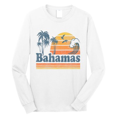 Bahamas Beach Summer Vacation Sunset Vintage 70S Retro Long Sleeve Shirt