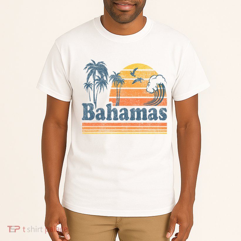 Bahamas Beach Summer Vacation Sunset Vintage 70S Retro Tall T-Shirt