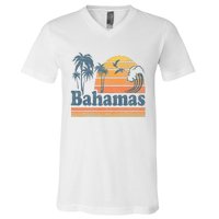 Bahamas Beach Summer Vacation Sunset Vintage 70S Retro V-Neck T-Shirt