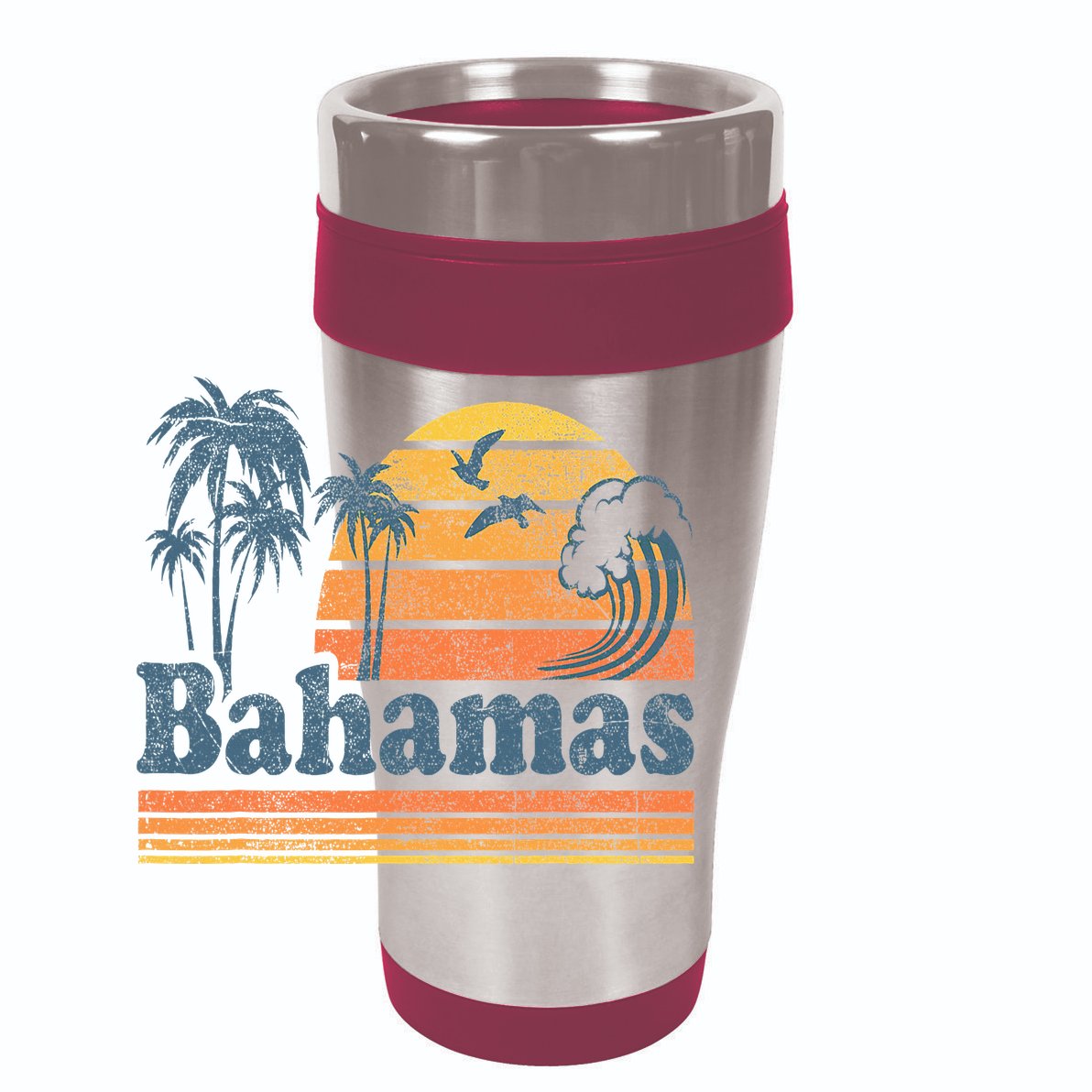 Bahamas Beach Summer Vacation Sunset Vintage 70S Retro 15oz Campfire Ceramic Mug