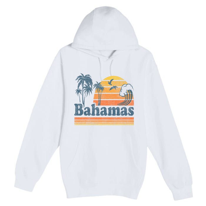 Bahamas Beach Summer Vacation Sunset Vintage 70S Retro Premium Pullover Hoodie