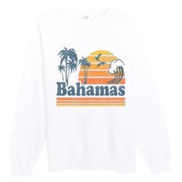 Bahamas Beach Summer Vacation Sunset Vintage 70S Retro Premium Crewneck Sweatshirt