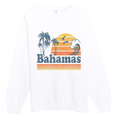 Bahamas Beach Summer Vacation Sunset Vintage 70S Retro Premium Crewneck Sweatshirt