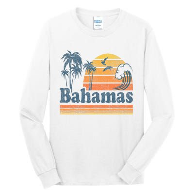 Bahamas Beach Summer Vacation Sunset Vintage 70S Retro Tall Long Sleeve T-Shirt