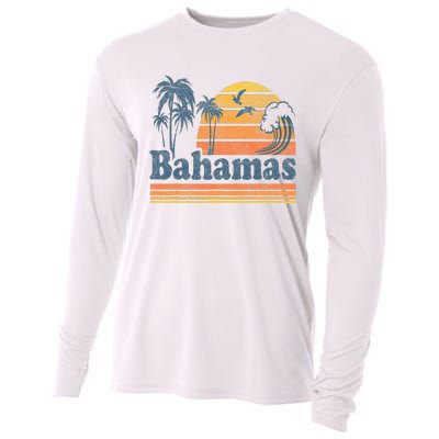 Bahamas Beach Summer Vacation Sunset Vintage 70S Retro Cooling Performance Long Sleeve Crew