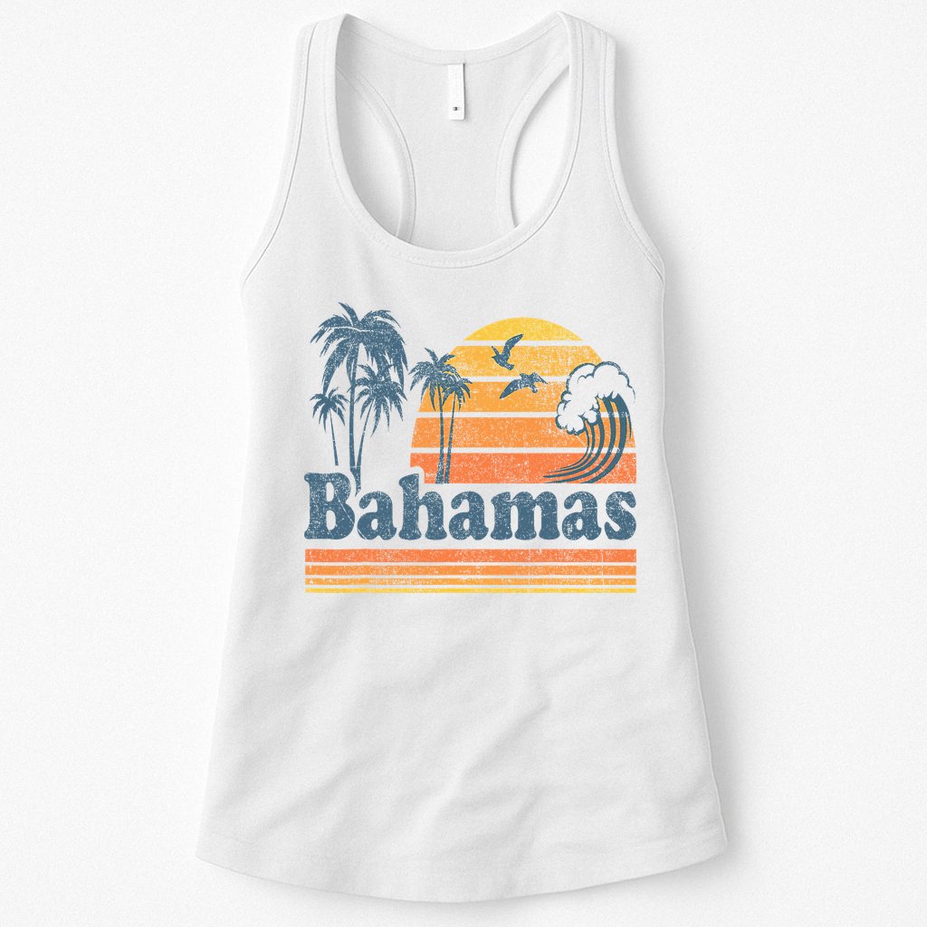 Bahamas Beach Summer Vacation Sunset Vintage 70S Retro Womens Tank Top