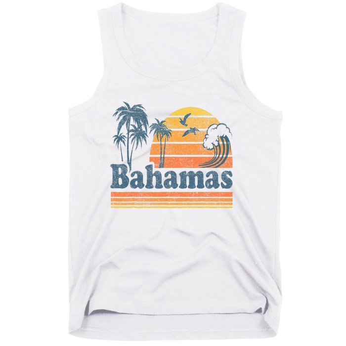 Bahamas Beach Summer Vacation Sunset Vintage 70S Retro Tank Top