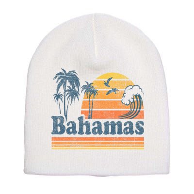 Bahamas Beach Summer Vacation Sunset Vintage 70S Retro Short Acrylic Beanie