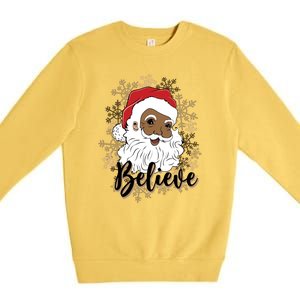 Black Believe Santa Claus Fun African American Santa Premium Crewneck Sweatshirt