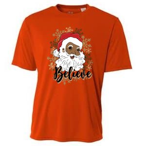 Black Believe Santa Claus Fun African American Santa Cooling Performance Crew T-Shirt