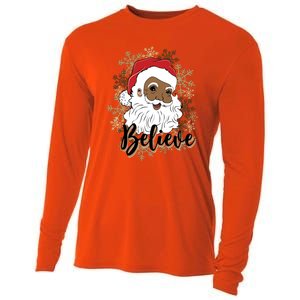 Black Believe Santa Claus Fun African American Santa Cooling Performance Long Sleeve Crew