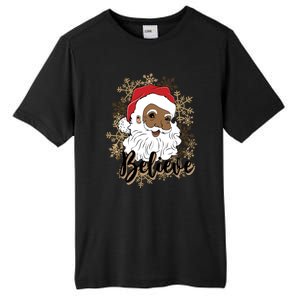 Black Believe Santa Claus Fun African American Santa Tall Fusion ChromaSoft Performance T-Shirt