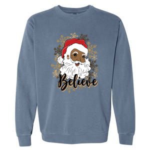 Black Believe Santa Claus Fun African American Santa Garment-Dyed Sweatshirt